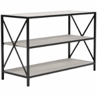 Gem 40 Inch Console Sideboard Table, 3 Shelves, X Side Accents, Black Metal- Saltoro Sherpi