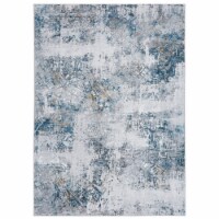 Yen 8 x 10 Floor Area Rug, Blue and Gray Polyester, Abstract Smokey Print- Saltoro Sherpi