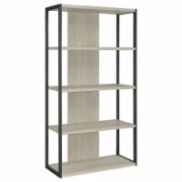 Dela 72 Inch Freestanding Bookcase, 4 Wooden Shelves, White washed Gray- Saltoro Sherpi
