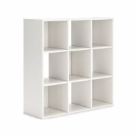 Lizy 35 Inch Bookcase Organizer, 9 Cube Storage Compartments, White Finish- Saltoro Sherpi