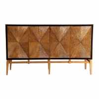 Col 60 Inch 4 Door Sideboard Cabinet Console, Vintage Gold, Brown, Black - Saltoro Sherpi