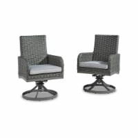 Asp 24 Inch Outdoor Swivel Chair, Set of 2, Aluminum Frame, Gray Upholstery- Saltoro Sherpi