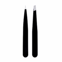 Body Prescriptions 2 Pack Black Soft Touch Tweezer Set in Black and Teal Box