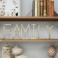 Metal Cutout Free-Standing Table Top Sign-3D FAMILY Word Art Accent D�cor Gold Metallic
