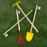 Kids Gardening Set Rake Hoe Shovel Leaf Rake Long Handles Toddler Help