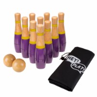 Lawn Bowling Skittle Ball Outdoor Backyard Lawn Family Game 10 Pins Purple