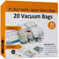 Pack of 20 Vacuum Storage Bags Air Tight Seal Closet Space Saving Organize