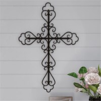 Lavish Home 80-WCROSS-5 Metal Wall Cross with Decorative Fleur De Lis Design