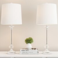 Crystal Lamps-Set of 2 Faceted Shiny Silver Lighting-Comes With 2 Matching Table