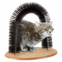 Self Grooming Cat Arch- Bristle Ring Brush and Carpet Base Groomer, Massager, Scratcher for
