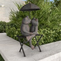 Pure Garden 50-LG1104 Frog Couple Statue-Resin Romantic Animal Figurine for Outdoor Lawn & Ga