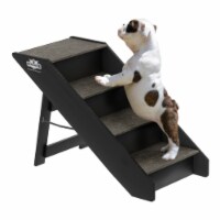 Folding Pet Stairs Carpeted Foldable Durable Wood Steps-Compact, Portable Up to 80 Lbs