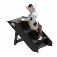 Folding Pet Stairs-Carpeted Foldable Durable Wood 3 Steps-Compact, Portable Holds 70 Pounds