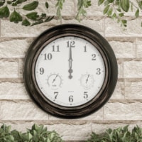Wall Clock Thermometer-Indoor Outdoor Decorative Large 18 inch Waterproof Clock, Temperature