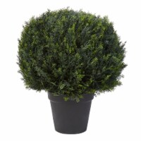 Artificial Cypress Topiary-23 Inch Ball Style Faux Plant in Sturdy Pot-Realistic Indoor or