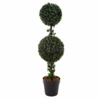 Artificial Podocarpus-36 Inch Double Ball Style Faux Plant in Sturdy Pot-Realistic Indoor or