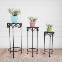 Plant Stands  Set of 3 Indoor or Outdoor Nesting Wrought Iron Metal Round Decorative Potted