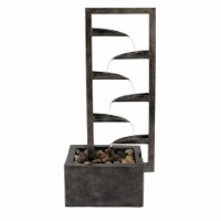 Big Outdoor Water Fountain 34 Inch Metal Concrete Backyard Oasis Zen Waterfall