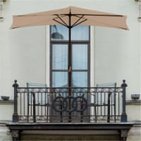 Pure Garden 50-LG1044 Half Round Patio Umbrella with Easy Crank, Sand - 10 ft.