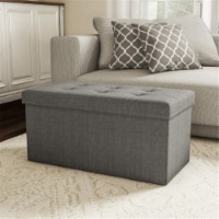 Lavish Home 80-FOTT-5 Large Folding Storage Bench Ottoman - Grey