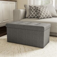 Lavish Home 80-FOTT-5 Large Folding Storage Bench Ottoman - Grey