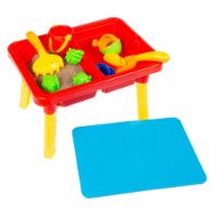 Water or Sand Sensory Table with Lid and Toys - Portable Covered Activity Playset for the