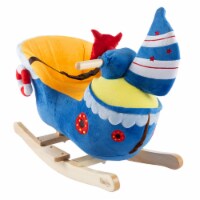 Boat Rocker Toy-Kids Ride On Soft Fabric Covered Wooden Rocking Ship-Neutral Design for Any