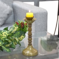 BBH Homes Handmade Pillar Shaped Iron & Wood Candle Holder 8.26 x 3.5 x 3.5 in BBHVK0008 gold