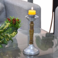 BBH Homes Handmade Pillar Shaped Iron & Wood Candle Holder 8.26 x 3.5 x 3.5 in BBHVK0009