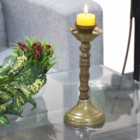 BBH Homes Handmade Pillar Shaped Iron & Wood Candle Holder 8.26 x 3.5 x 3.5 in BBHVK0010 gold