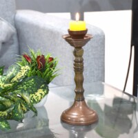 BBH Homes Handmade Pillar Shaped Iron & Wood Candle Holder 8.26 x 3.5 x 3.5 in BBHVK0010