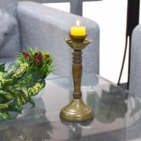 BBH Homes Handmade Pillar Shaped Iron & Wood Candle Holder 8.26 x 3.5 x 3.5 in BBHVK0011 gold
