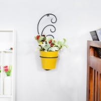 BBH Homes Handmade Round Shaped Iron Planters 12.8 x 4.9 x 4.6 Inch BBVK1007 yellow