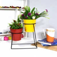 BBH Homes Handmade Round Shaped Iron Planters 10.4 x 4.5 x 8.9 Inch BBVK1015 red & yellow