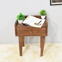 BBH Homes Handmade Rectangular Shaped Mango Wood Side Table 14x13x18 Inch BBRSST0009 teak