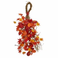 Nearly Natural 4281 26 in. Mixed Japanese Maple, Magnolia Leaf & Berries Artificial Teardrop