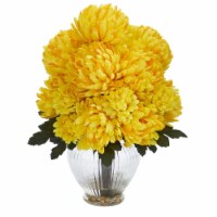 Nearly Natural 1597-YL Mum Artificial Arrangement in Vase - Yellow