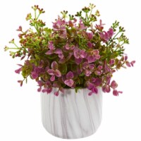 Nearly Natural 8136-PP Eucalyptus Artificial Plant in Marble Finished Vase - Purple