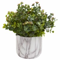 9-in Eucalyptus Artificial Plant in Marble Finished Vase