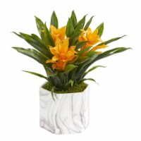 Nearly Natural 8139-YL Bromeliad Artificial Plant in Marble Finished Vase - Yellow