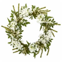 Nearly Natural 4318 24 in. White Mixed Floral Artificial Wreath