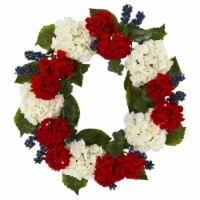 Nearly Natural 4324 21 in. Geranium & Blue Berry Artificial Wreath
