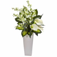 29-in Calla Lily & Orchid Artificial Arrangement in Black Vase