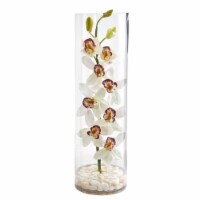 20-in Cymbidium Orchid Artificial Arrangement in Tall Vase