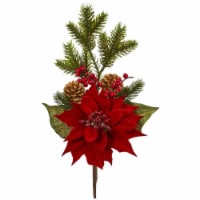 Nearly Natural 2241-S6 17 in. Poinsettia, Berry & Pine Artificial Flower Bundle - Set of 6