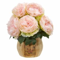 Nearly Natural 1800-PK Peony Artificial Arrangement in Decorative Planter - Pink