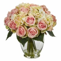 Nearly Natural 1837 Rose & Hydrangea Bouquet Artificial Arrangement