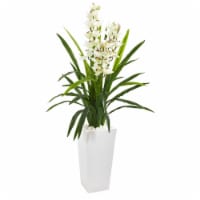 4.5-ft Cymbidium Orchid Artificial Plant in White Planter