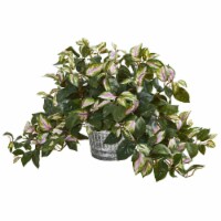 16-in Hoya Artificial Plant in Vintage Hanging Metal Planter