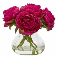 Nearly Natural A1063-OR Peony Artificial Arrangement in Glass Vase - Orchid